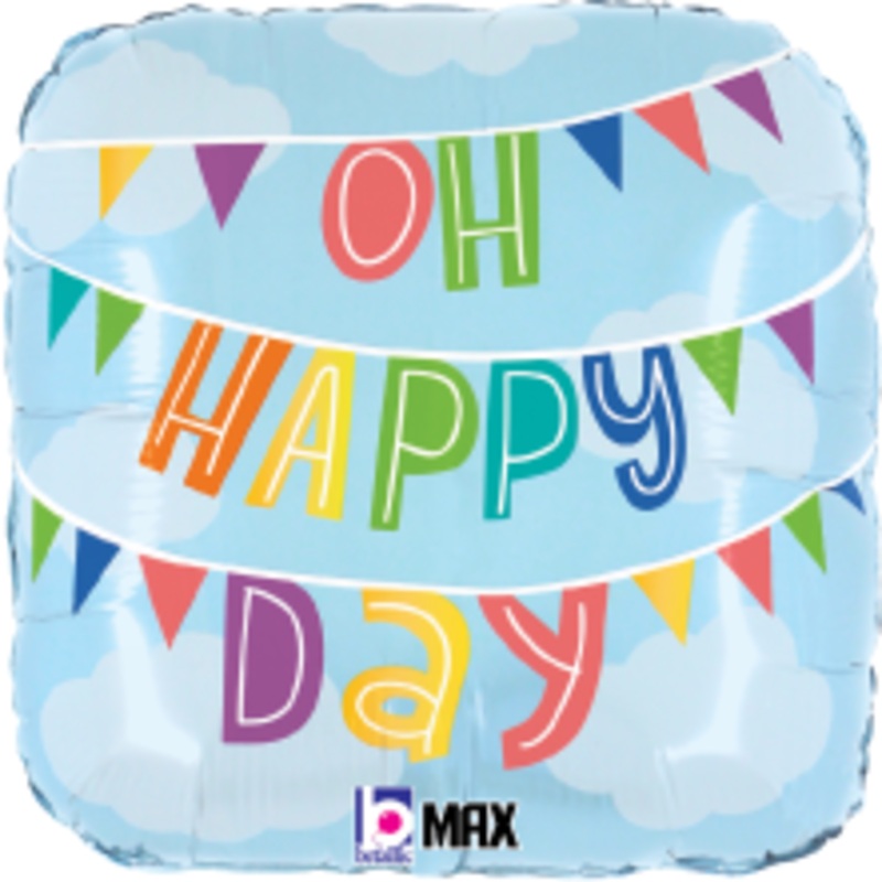 Betallic Oh Happy Day 18 inch MAX Float Round Square Balloon Packaged 1ct