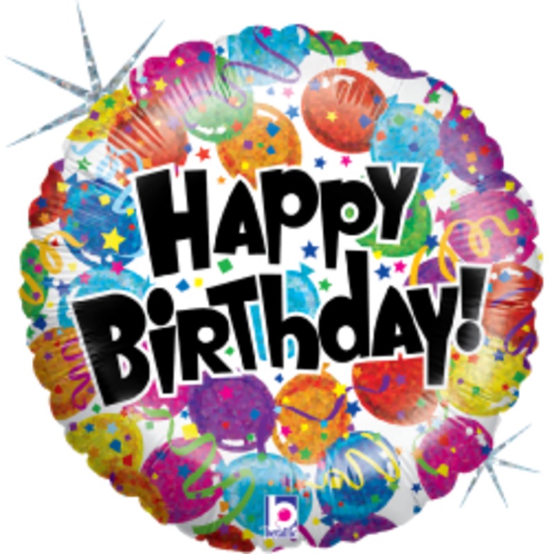 Betallic Party Balloon Birthday 18 inch Holographic Balloon Packaged 1ct