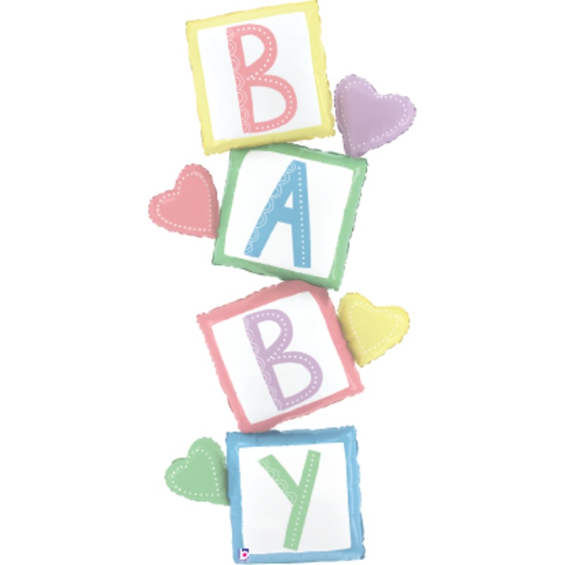 Betallic Special Delivery Baby Blocks 63 inch Shaped Foil Balloon Packaged ( all helium filled) 1ct