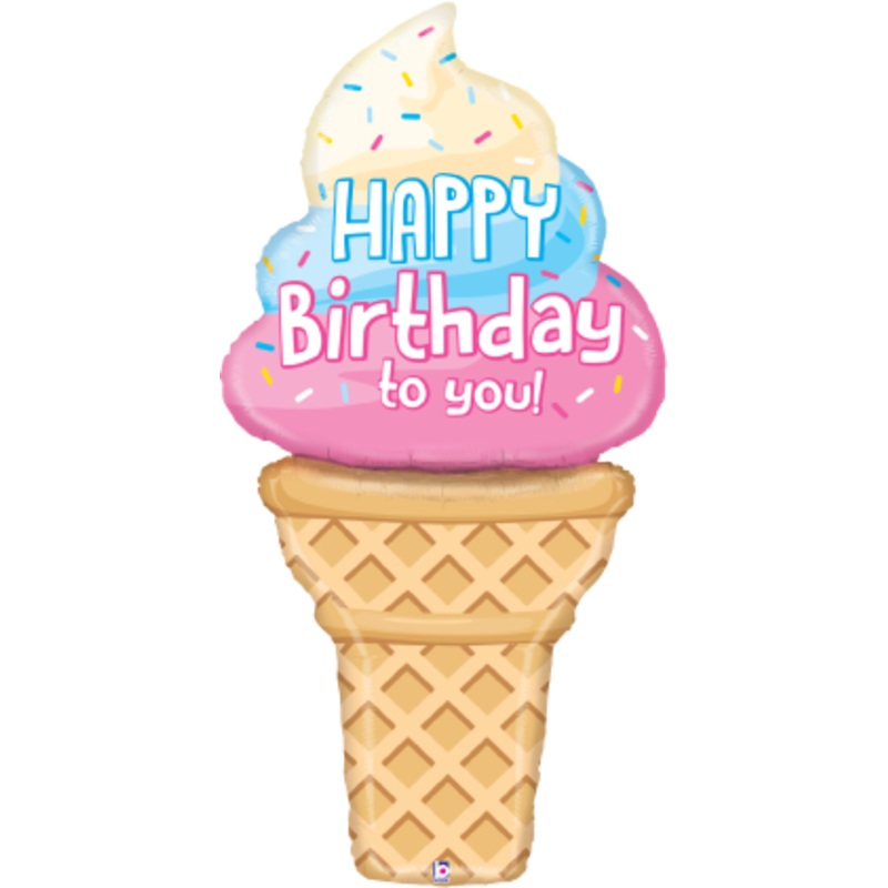 Betallic Special Delivery Ice Cream 59 inch Shaped Foil Balloon Packaged(bottom air-filled) 1ct