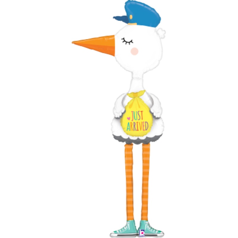 Betallic Special Delivery Stork 72 inch Shaped Foil Balloon Packaged (two pre-attached balloons) 1ct