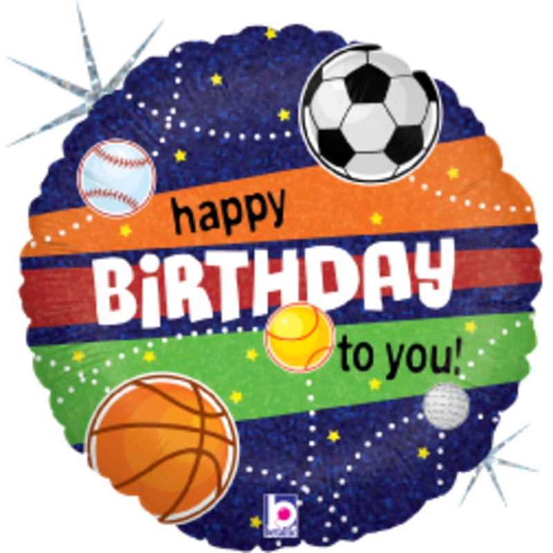 Betallic Sports Birthday 18 inch Holographic Balloon Packaged 1ct