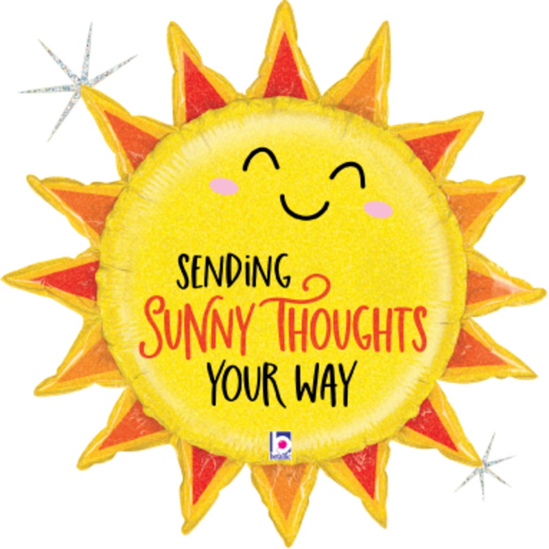 Betallic Sunny Thoughts 24 inch Shaped Foil Balloon Holographic Packaged 1ct