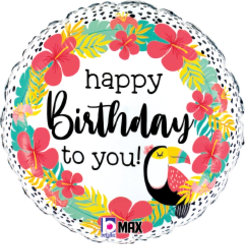 Betallic Tropical Toucan Birthday 18 inch MAX Float Round Balloon Packaged 1ct