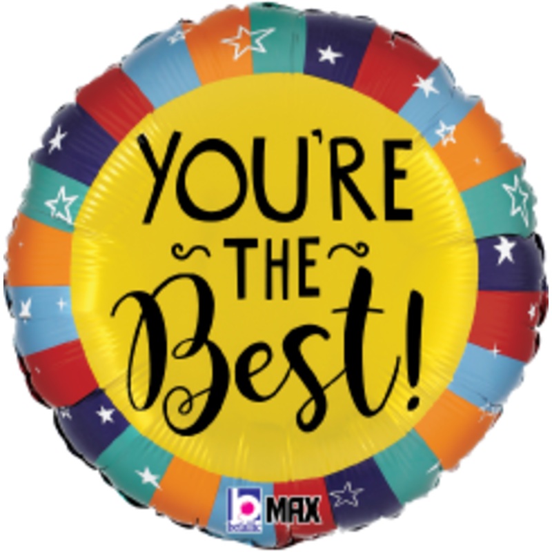 Betallic You're the Best Stars 18 inch MAX Float Round Balloon Packaged 1ct
