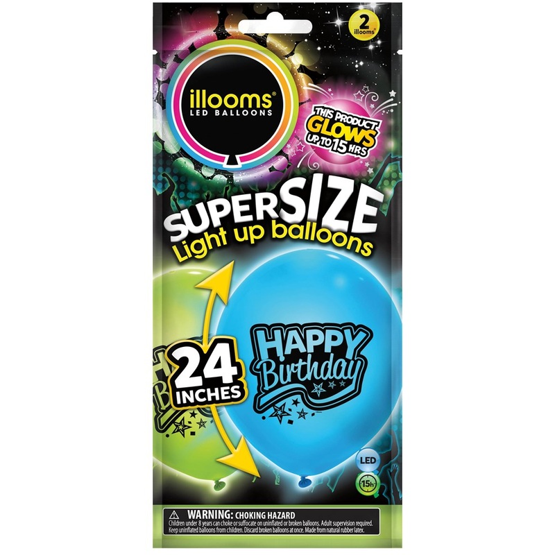 LED Balloon 24in 2ct - Blue Green Bday