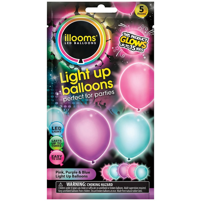LED Balloon 5ct - Light Blue-Pink -Purple
