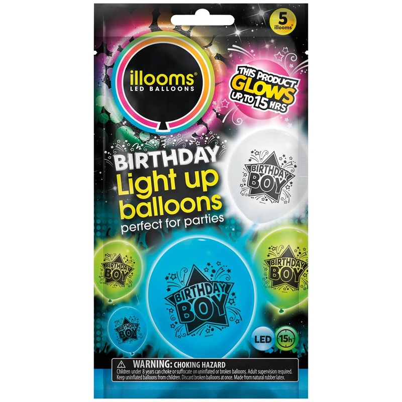 LED Balloon 5ct - Star Bday Boy