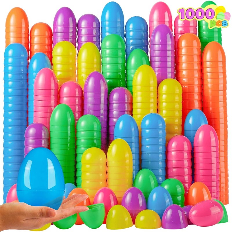 1000 Pieces 3.15 Inch Plastic Easter Eggs, Empty Fillable Easter Eggs, Colorful Bright Plastic Eggs Bulk for Easter Hunting, Filled Treats