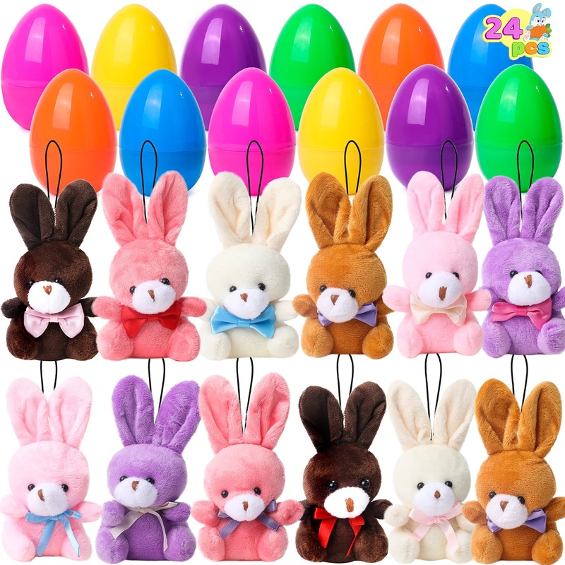 24 colorful Easter eggs filled with various plush rabbits, baby eggs, Easter basket Dim sum and party gifts for children