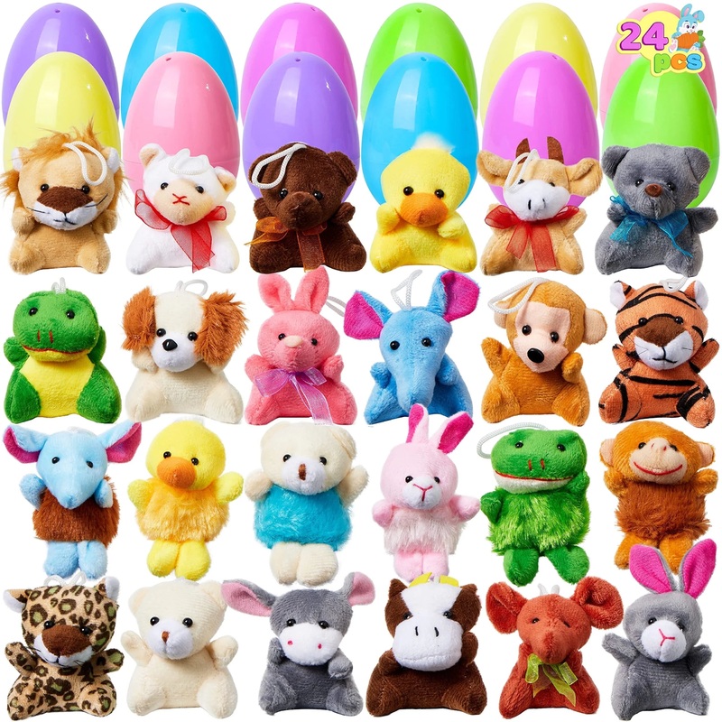 24 packs of pre-filled mini stuffed animals, stuffed animals, stuffed Easter eggs, stuffed eggs