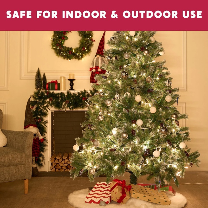 Clear Christmas Lights,19.5FT 100-Count Led Clear White Christmas String Lights,Connectable White Wire Xmas Tree Lights for Indoor Outdoor Christmas Decorations Holiday Party Decor