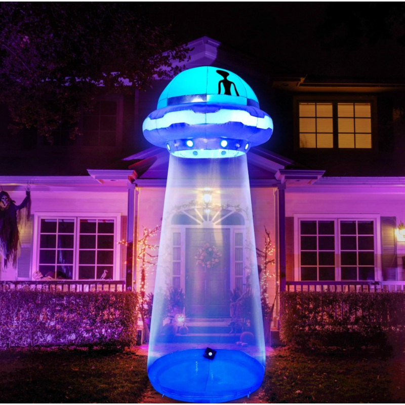 Joyfy 12ft Halloween Inflatable UFO Alien Decoration with Built-in LEDs,UFO Halloween Decorations Outdoor Blow Up Yard Lawn Decoration