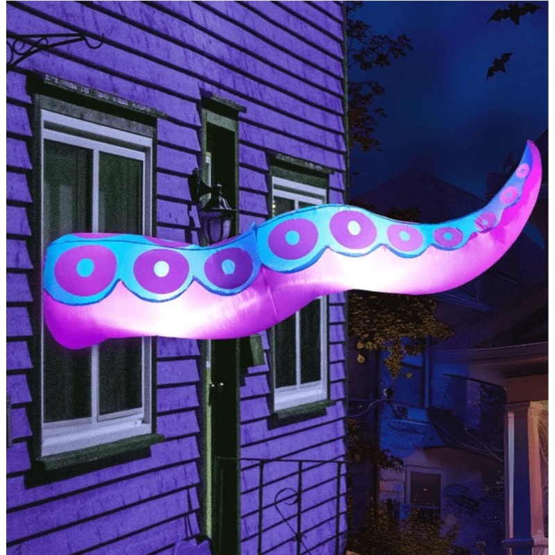 Joyfy 5ft Halloween Inflatable Outdoor Giant Octopus Tentacle Broke Out from Window with Built-in LED Blow Up Inflatable for Window Decoration Yard Garden Lawn Decor