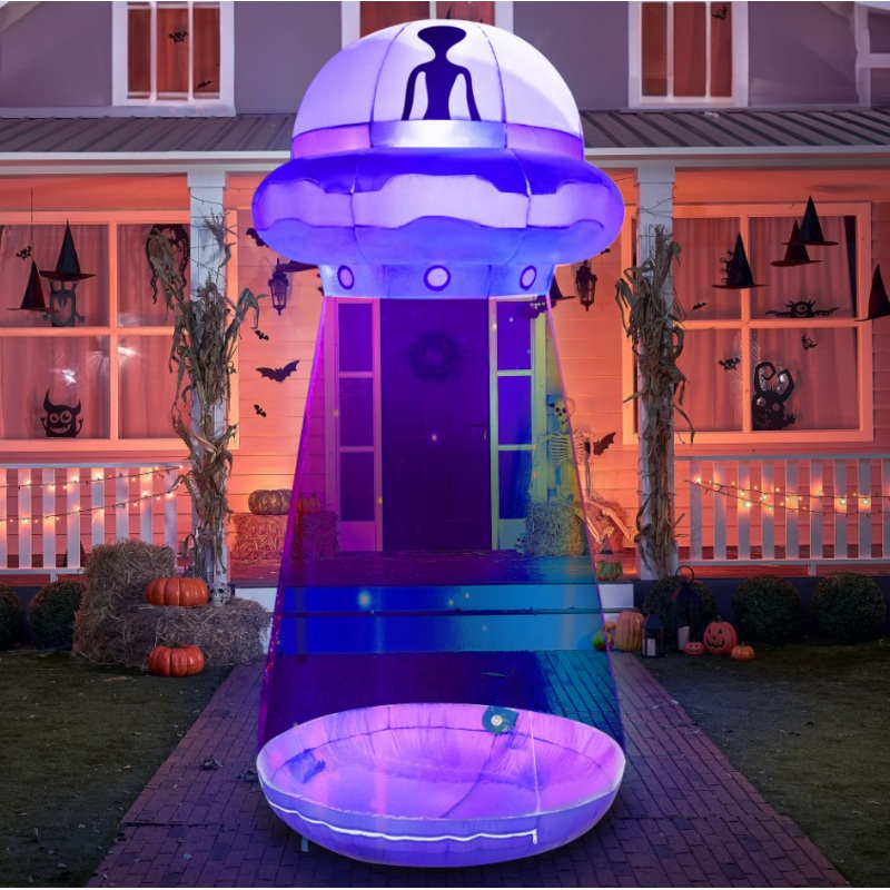 Joyfy 9ft Halloween Inflatable UFO Alien Decoration with Built-in LEDs,UFO Halloween Decorations Outdoor Blow Up Yard Lawn Decoration