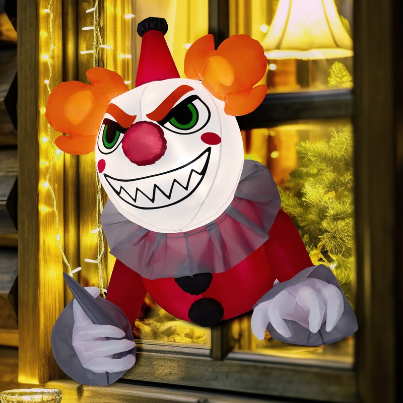 Syncfun 4.5 FT Halloween Inflatable Killer Clown Broke Out from Window with Built-in LED Blow Up Inflatable for Window Decoration Yard Garden Lawn Decor