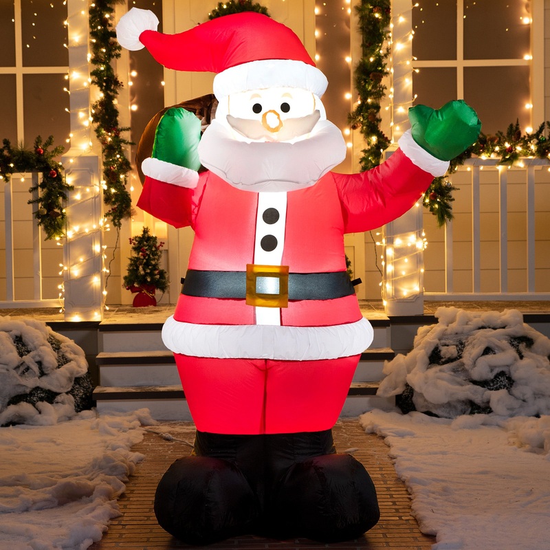 Syncfun 6 FT Christmas Inflatables Santa Outdoor Decorations,Santa with Gift Bag Christmas Blow Ups Yard Christmas with Built-in LEDs for Holiday Party Garden Lawn Decor
