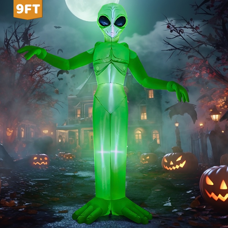 Syncfun 9 FT Halloween Inflatable Giant Alien Decoration with Built-in LEDs,Alien Halloween Decorations Outdoor Blow Up Yard Lawn Decoration