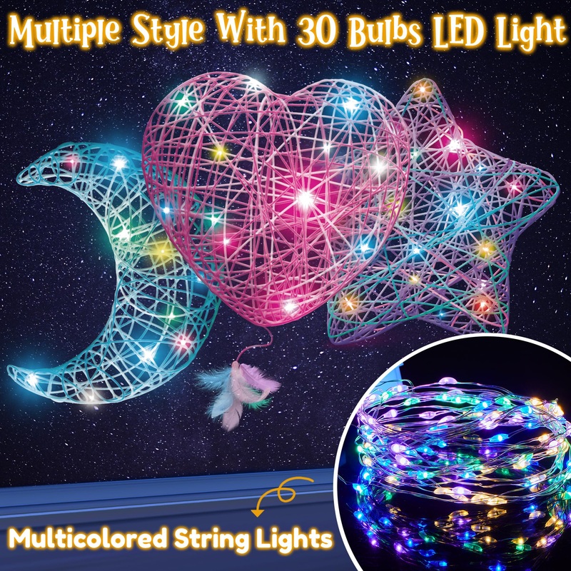 Syncfun Arts And Crafts for Kids ,3 Pack 3D String Art Kit for Girls with 30 Multi-colored Led Bulbs, Birthday Gifts Toys for Girls 6-12
