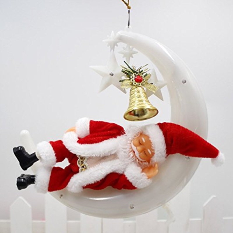 The Electric Santa Claus sleeping on the moon ,Snoring singing with music LED for Christmas , new year decorations electric toy Toys for children