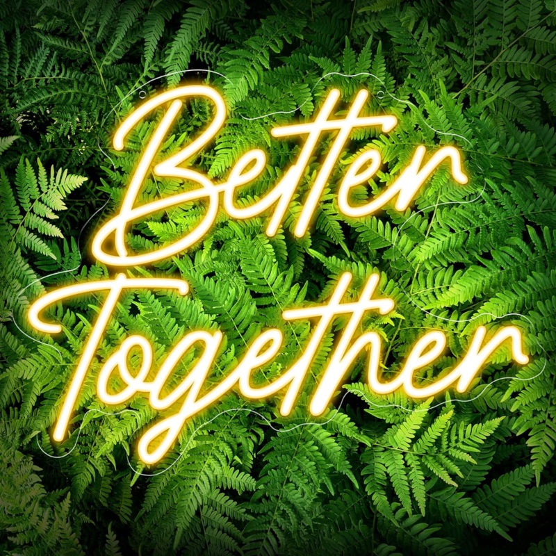 Better Together Neon Sign - Custom LED Light for Bedroom, Wedding, Bar, or Room Decor