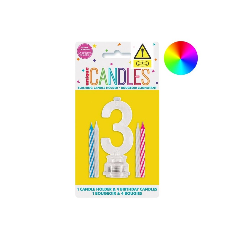 LED Flashing Number Candle - 3