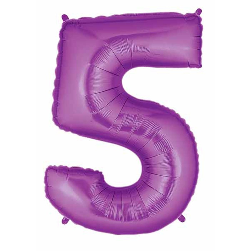 Megaloon #5 Purple 40" Foil Balloon Package