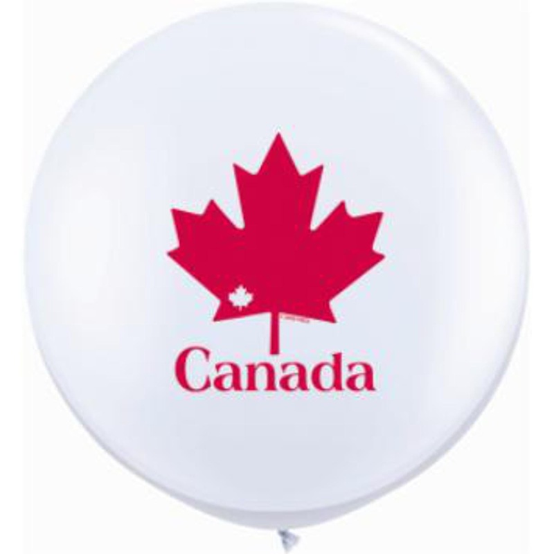 Patriotic Maple Leaf Latex Balloons - 36" White (2 Pack)