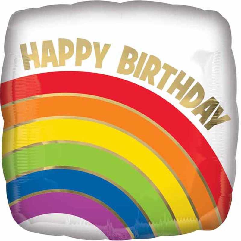 Radiant Revelry 18" Gold Rainbow Square Foil Balloon Birthday Package (5/Pk)
