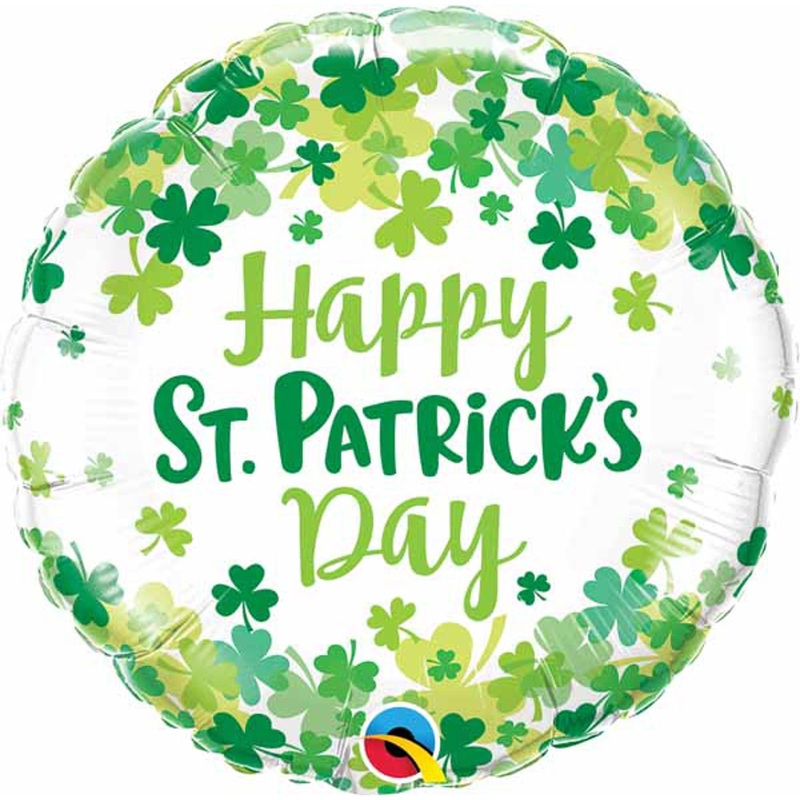 St. Patrick's Day Shamrock Fetti Balloon - 18" Round (5/Pack)