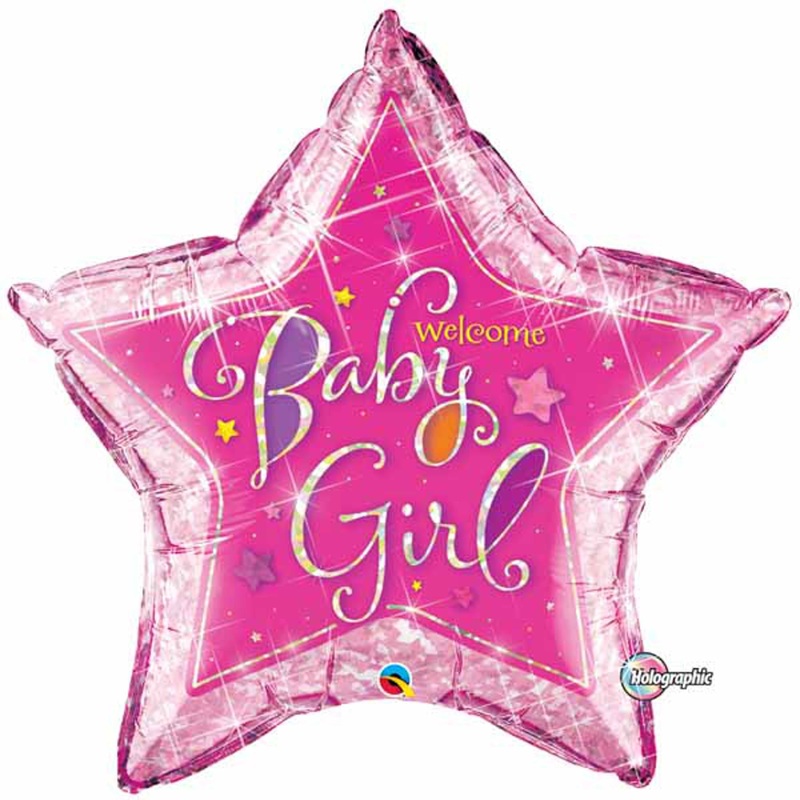 "Welcome Baby Girl Stars Foil Balloon Package (36")"
