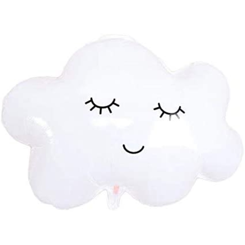 30 Inch Cute Sleepy Face Cloud Shape Foil Balloon (White)(Pack of 1)