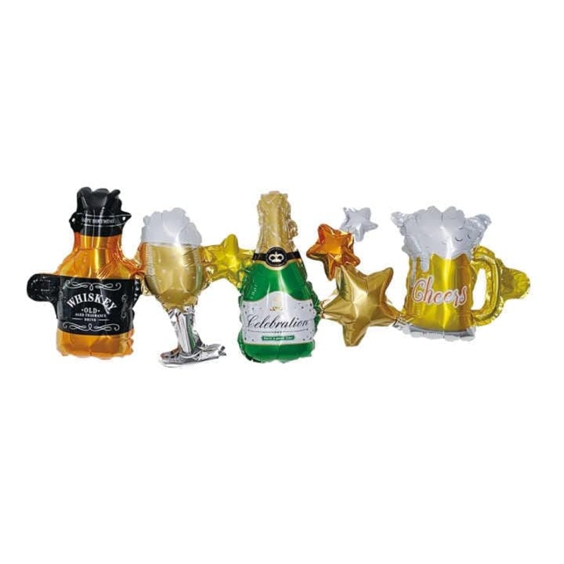 40 Inch Whiskey Beer Liquor Bottle And Glass Star Balloon Garland Air Filled Foil Balloon