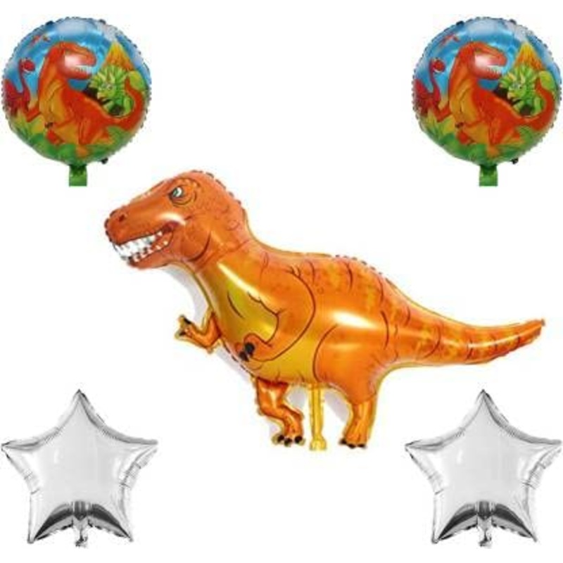 41 Inch Orange Dinosaurs Combo Foil Balloon Set (Pack of 5)