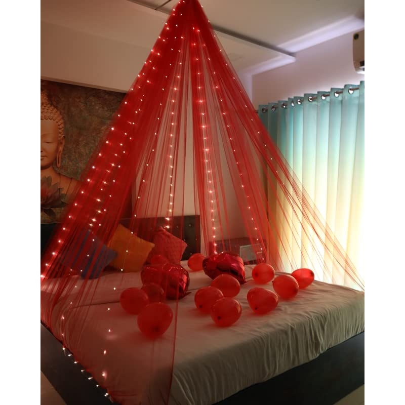 Blood Red Color Decoration Net Cabana Tent  (With 5M Led Light)