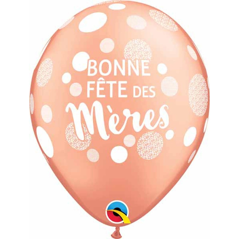 Fte Des Mres Pois 11" Rose Gold Balloons - Pack Of 50