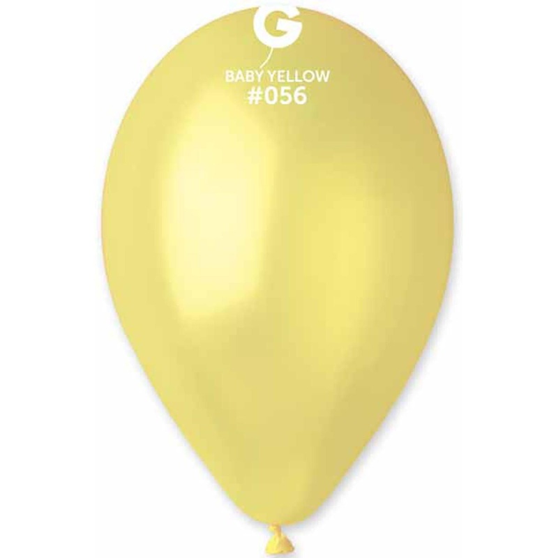 Gemar Metallic Babyyellow Balloons, 12", 50-Pack (#056)