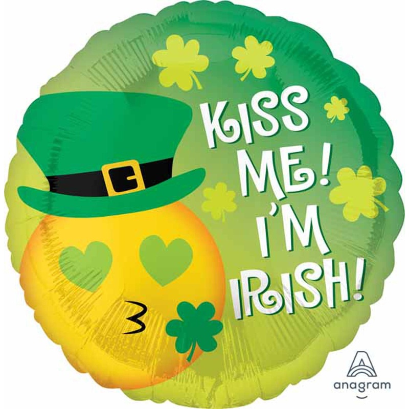 Kiss Me Emoji Irish Balloon 18" Round Shape (5/Pack)