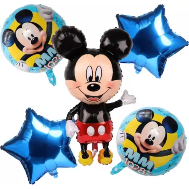Multicolor Cartoon Micky Mouse Themed Foil Balloon (Pack of 5)