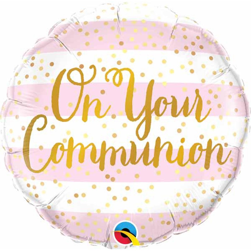 On Your Communion Pink Balloon Package  18" Round