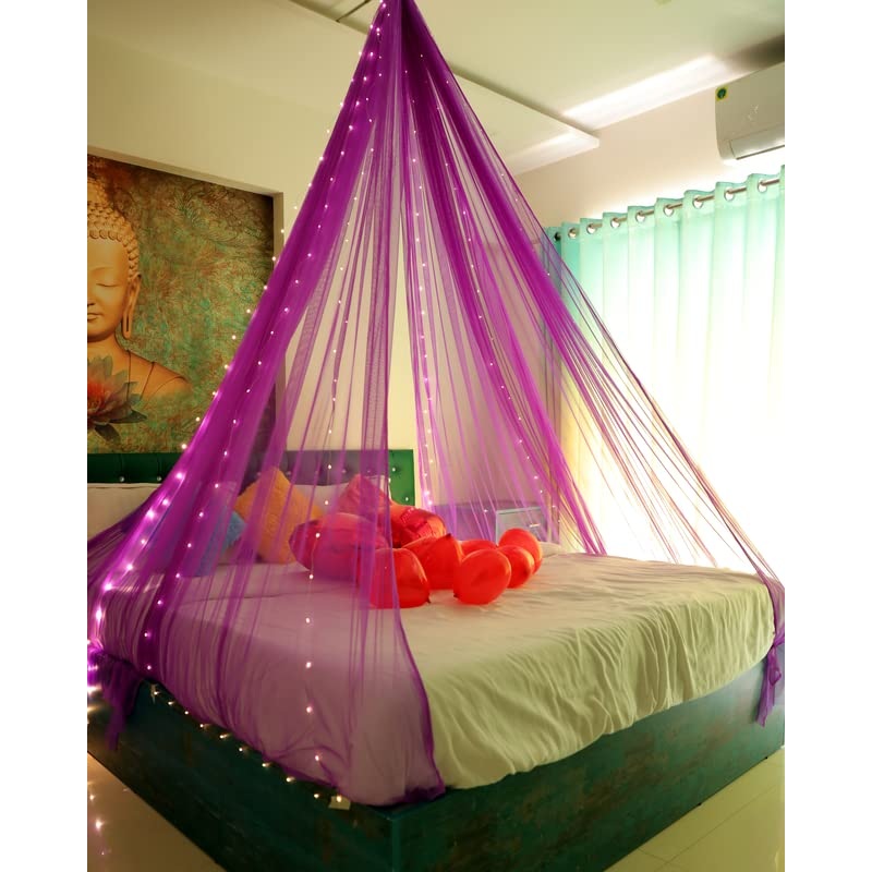 Purple Decoration Net Cabana Tent Cloth  (With 5M Led Light)