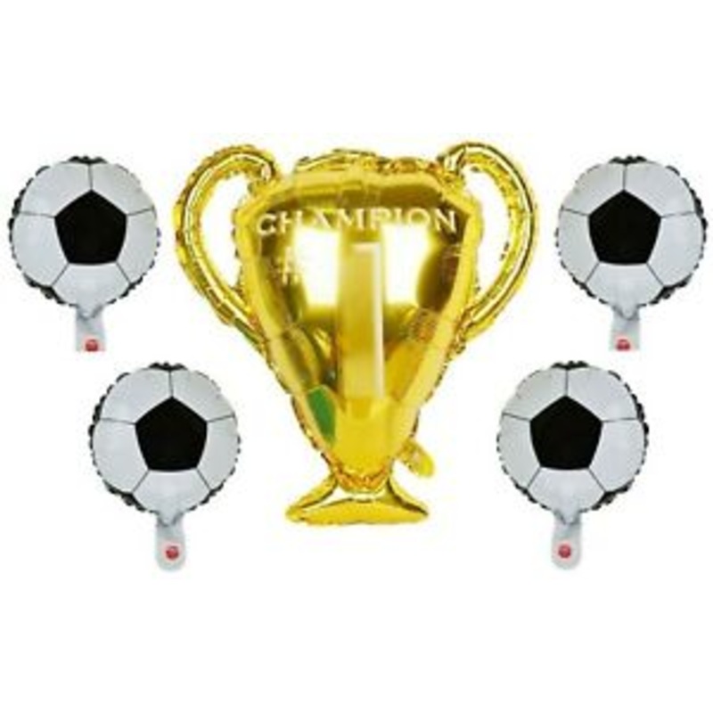 Trophy Football Balloons Pack of 5pcs For World Cup Theme D?cor, Football Party Decorations, Champion Trophy Balloon Perfect For Backdrop Decoration, Party & Event Supplies