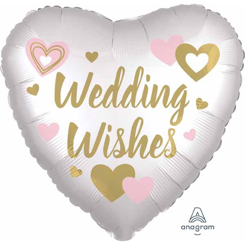 Wedding Wishes White Heart Balloons, 40-Pack, 18"