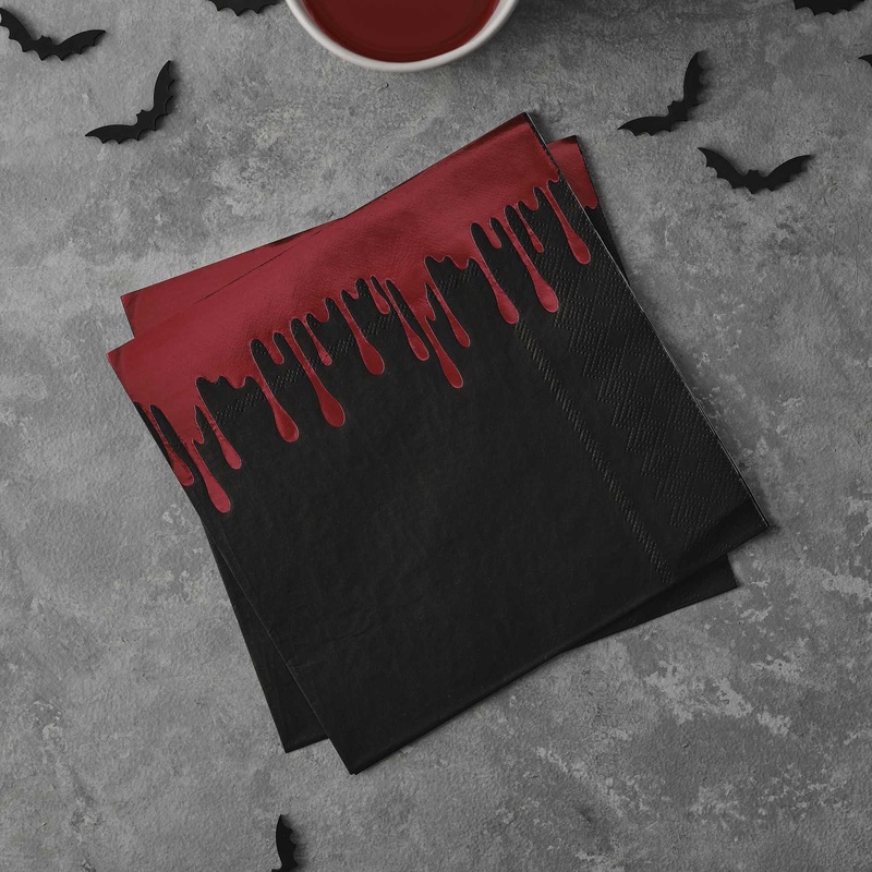 Blood Drip Foiled Paper Halloween Napkins Small-16pk.