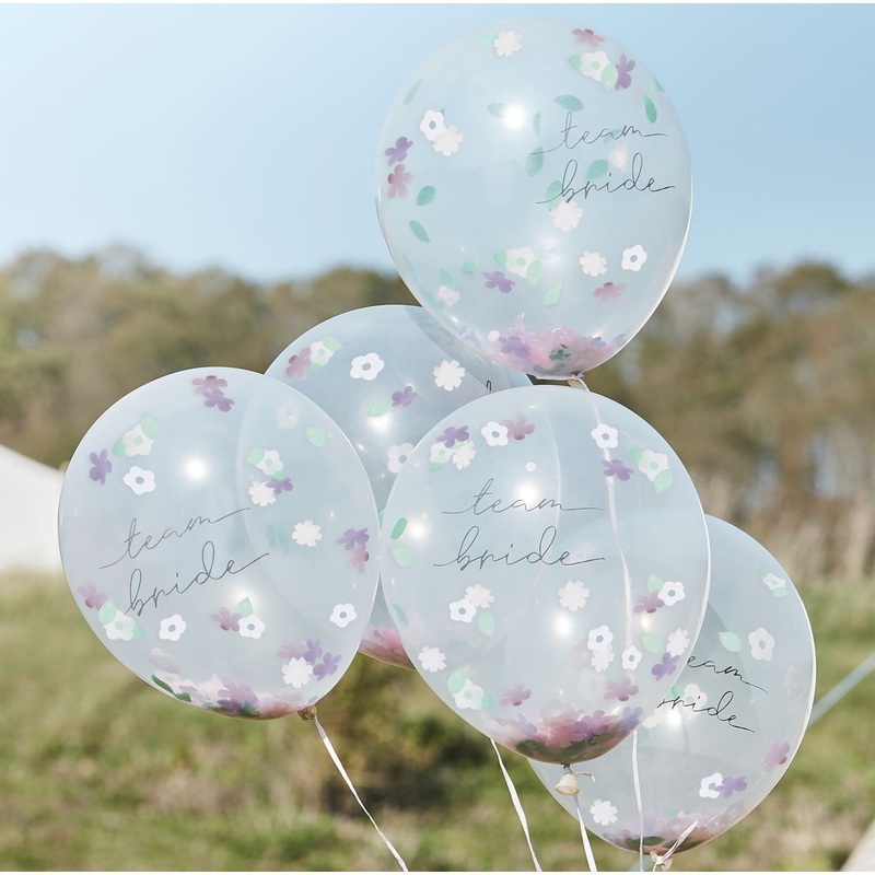 Boho Team Bride Confetti Latex Balloons 12Inches Pack of 5