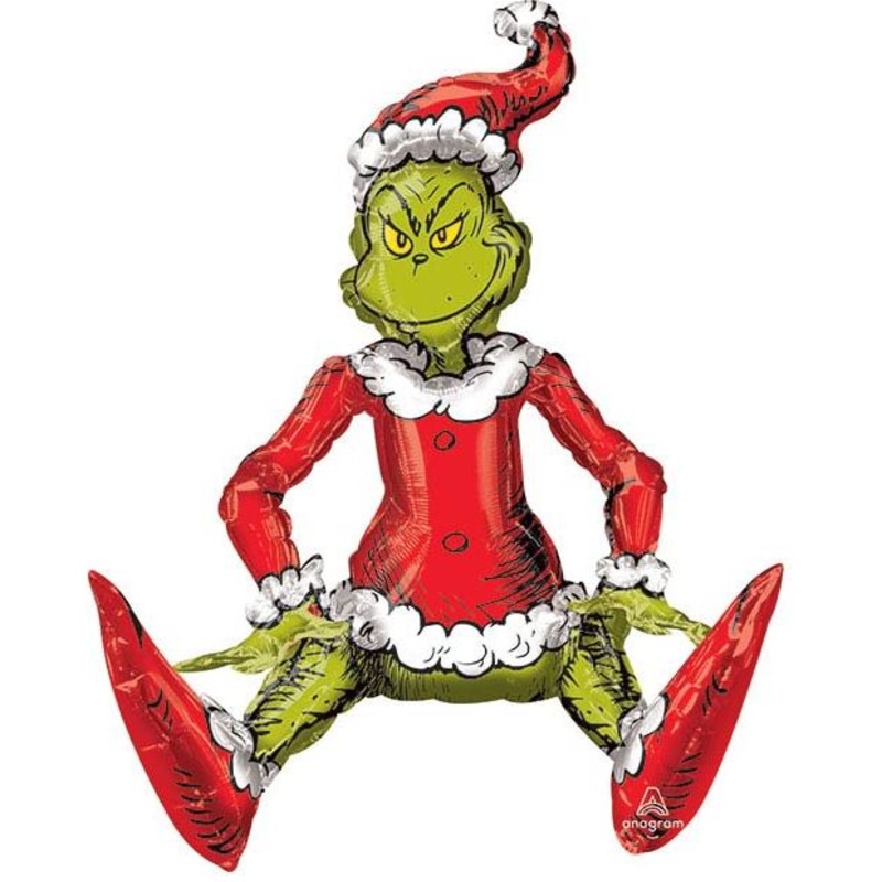Christmas Sitting Santa Grinch Foil Balloon 24Inches Air-Filled