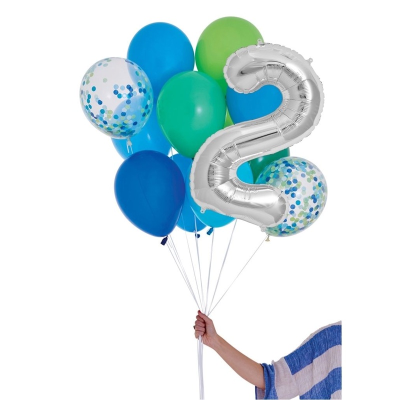 Handsome Balloon Set and Foil Number Filled with Helium
