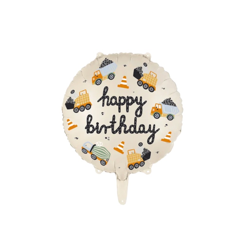 Happy Birthday Construction Vehicle Balloon Filled with Helium