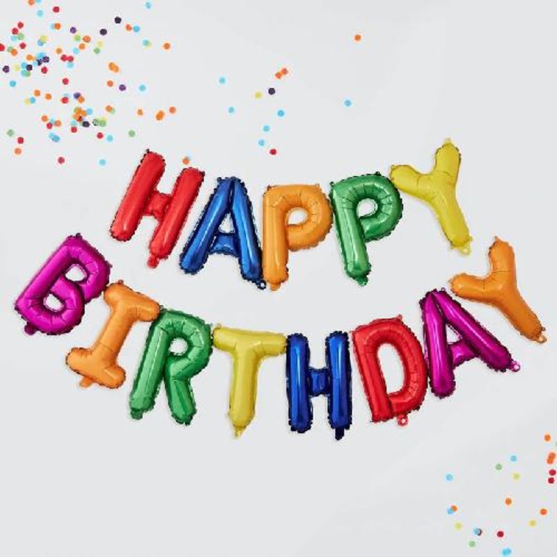 Happy Birthday Rainbow Balloon Banner Air-Filled