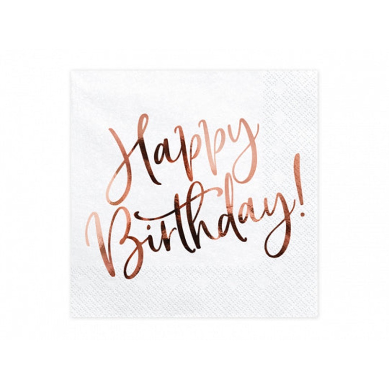 Happy Birthday Rose Gold Foiled Serving Napkins (20ct)